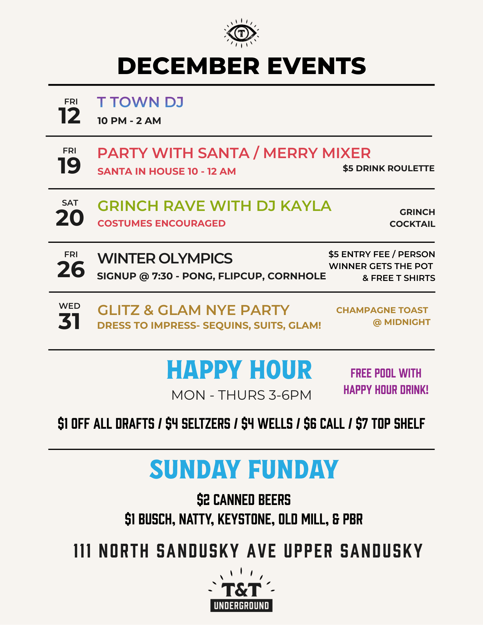 T&T December 2025 events